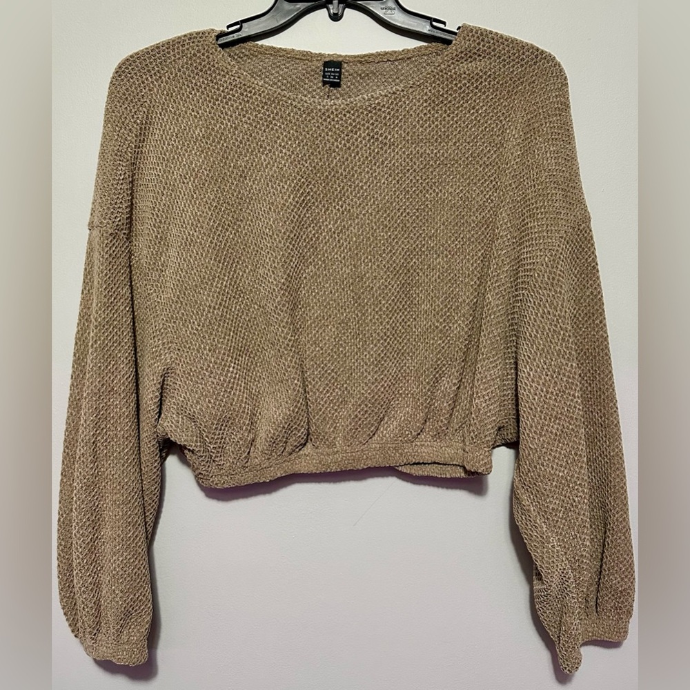 SHEIN Tan V-Neck Sweater Classic Knit
